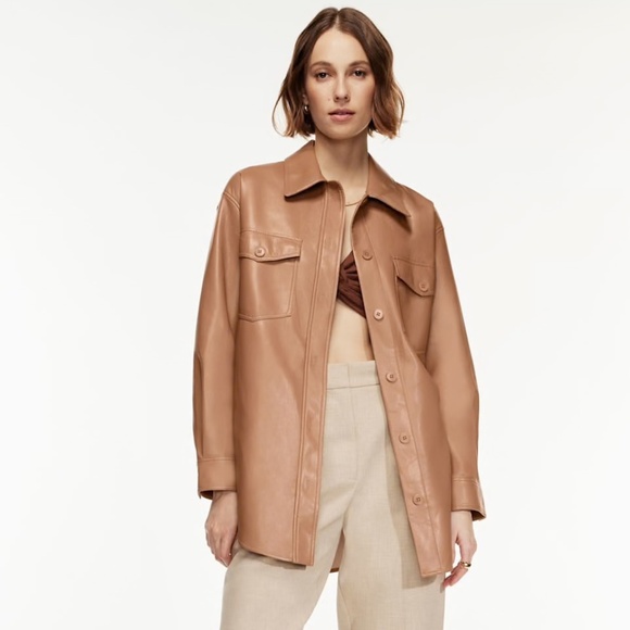 Aritzia - The Ganna Vegan Leather Jacket (XS) (Oversized) (Brown) - Picture 1 of 10